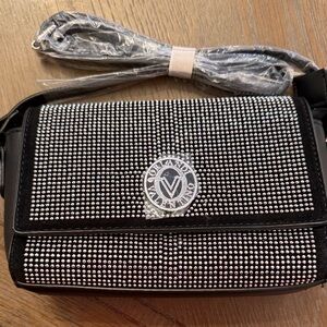 Valentino Black and Silver Studded Crossbody Bag